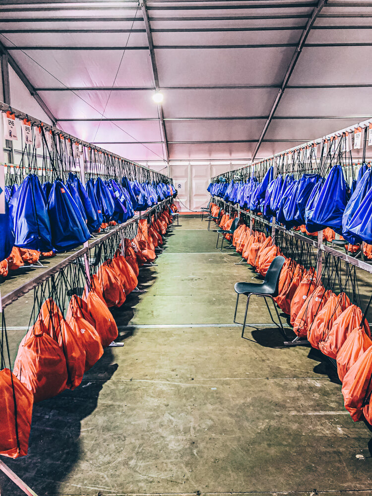 Transition zone of Challenge Almere-Amsterdam. You have to know by heart the exact location of your bags, or you’re entitled for some useless stress and minute(s) lost.